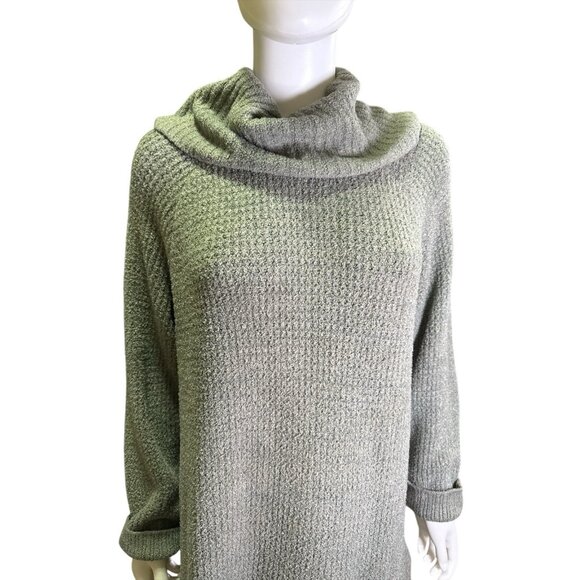 Barefoot Dreams Cozy Chic Lite Soft Waffle Cowl Tunic Sweater Green Size XL EUC - Picture 3 of 7